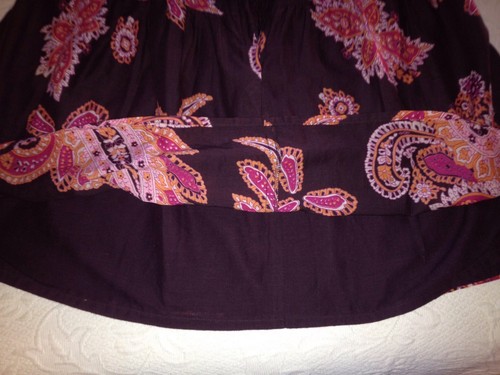 Blue Plate Skirt Brown Orange Pink Paisley Lined Pleated 100% Cotton Sz 6 cotton - Picture 7 of 7