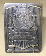 Vintage 1977 Indiana Metal Craft LOCOMOTIVE TRAIN Railroad Bronze BELT BUCKLE