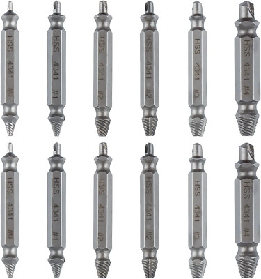 12-Piece HSS Screw Extractor Set for Stripped & Damaged Screws