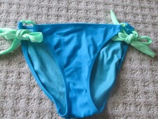 Victorias Secret Medium Blue/ Green Side Tie Bikini Bottoms