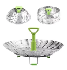 Folding Stainless Steel Steamer Basket 5.5–9" – Expandable & Dishwasher Safe