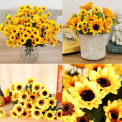 Silk Sunflower Artificial Flowers Head For Wedding Home Decoration