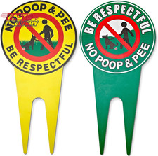 No Pooping Dog Signs for Yard,2 Piece Aluminum Double-Sided Printing 12 X 6In No