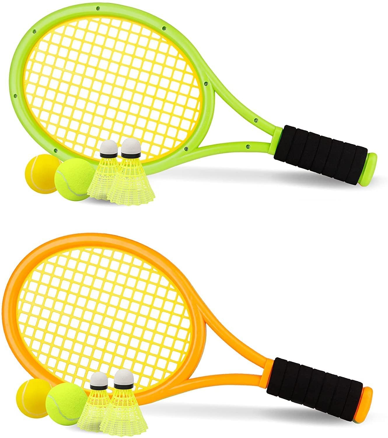 Kid Tennis Racket with Bag,Plastic Racquet Include 2 Foam Ba