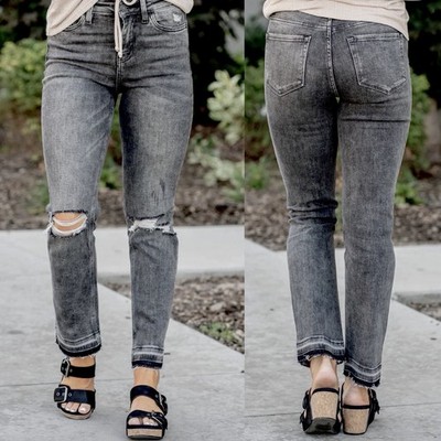 Vervet by Flying Monkey Thrills High Rise Released Hem Straight Leg Jeans Sz 25
