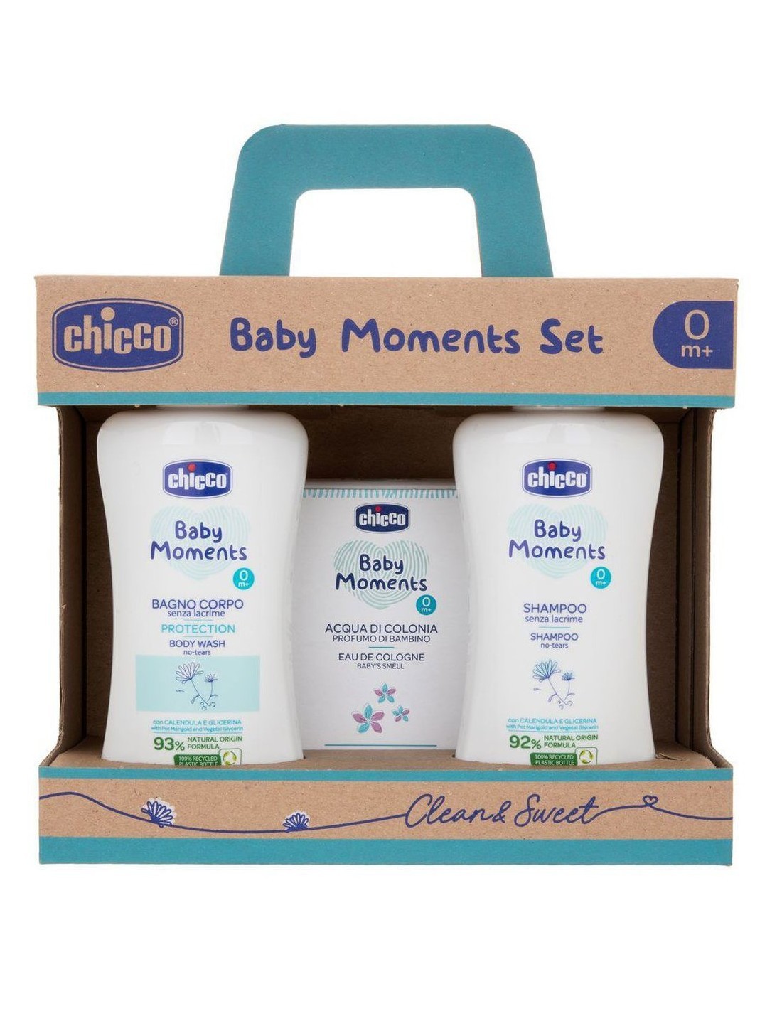 Chicco Baby Moments Set Bagnoschiuma Pelli Delicate 200 Ml + Shampoo Pelli Delicate 200 Ml + Acqua Di Colonia Baby Smell Pelli Delicate 100 Ml - Immagine 2