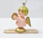 Angel Girl Skis Cymbals Goula Spain Erzgebirge Style Wooden Wood Vntg Ornament — photo 5