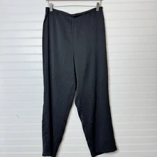 Citron Santa Monica Women’s Sz M Silk Cropped Texture Black Pull On Pants