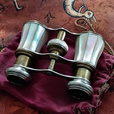 Mother of Pearl Opera Glasses Binoculars Made in France w/ Pouch Case