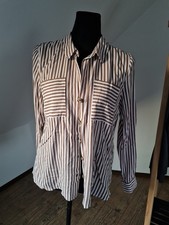 Hemdbluse Gestreift Only Gr M Braun Weiß Langarm