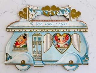 Vintage Valentine Card Airstream Camper RV Travel Trailer Expandable 3 D