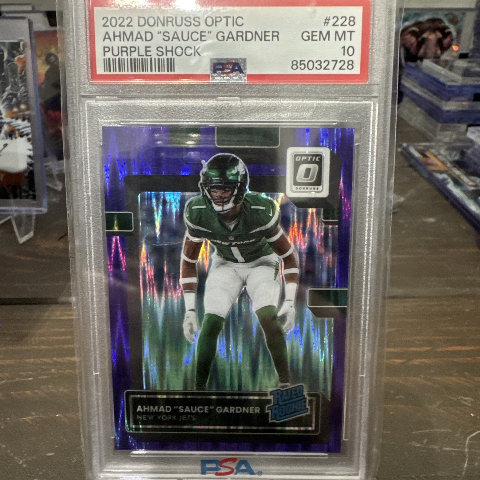 2022 Panini Optic - Rated Rookie Ahmad Gardner #228 Purple Shock Prizm (RC)