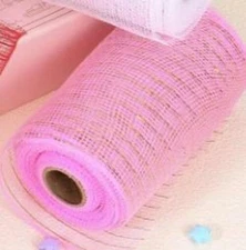 PATIKIL Decorative Mesh Ribbon Roll 5.9in x 10yd Pink 2pcs Classic Style