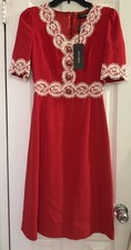 NWT $2650 Dolce & Gabbana Cady Midi Lace Knee Length Dress  - Sz 2 US / 38 IT