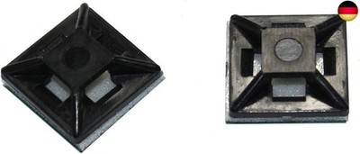 100x Adhesive Base for Cable Ties 12.5 x 12.5 mm Self-Adhesive Black