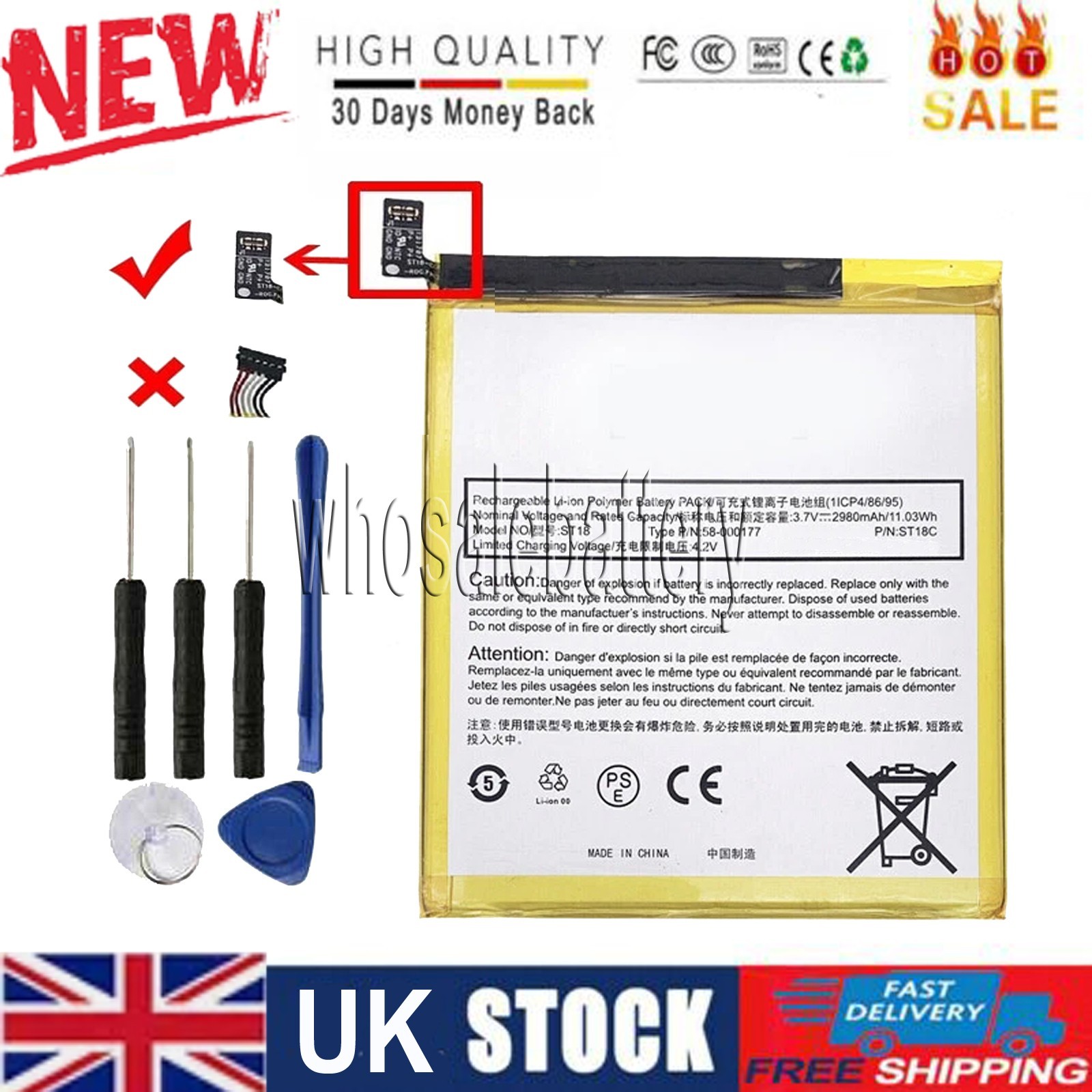 58-000177 ST18 Battery for Amazon B01GEW27DA Fire 7"" SR04KL Fire 7th Generation