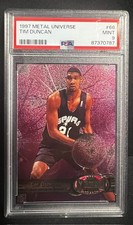 1997 SKYBOX METAL UNIVERSE TIM DUNCAN ROOKIE CARD #66 PSA-9 SPURS. rookie card picture
