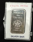 GERMAN 1 oz .999 Silver Art Bar / Ingot HERAEUS EDELMETALLE Hanau CUSTOM HOLDER