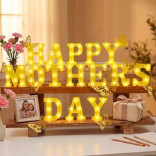 16 Pcs Happy Mothers Day Decorations Mom Large LED Letter Lights Signs with B...