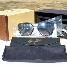 Maui Jim VIOLET LAKE 843-02 Gloss Black Gold Deluxe Gift Box Luxury Collection 