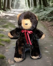 Vintage Rare Genuine MINK Fur Stuffed Plush Teddy Bear Animal Made in Korea Tag