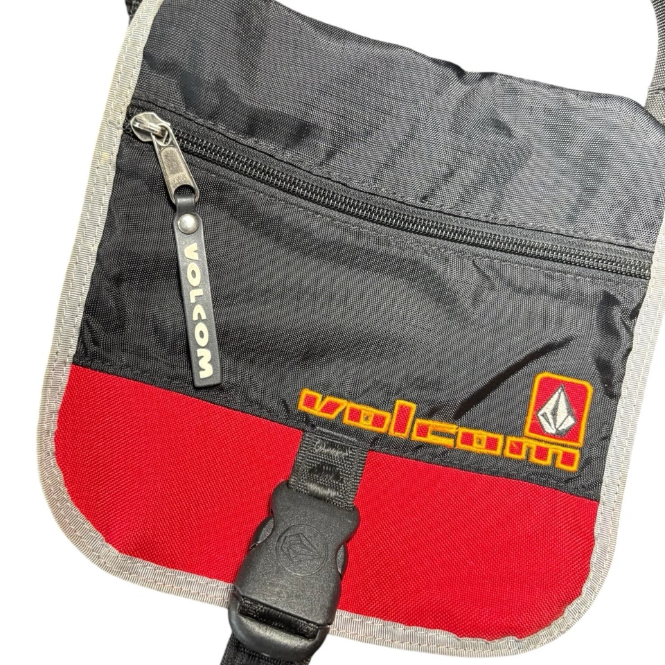 Vintage Volcom Mini Shoulder Sling Bag Black Red - Image 2 of 4