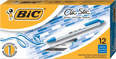 Clic Stic Blue Retractable Ballpoint Pens, Medium Point (1.0Mm), 12-Count Pack,
