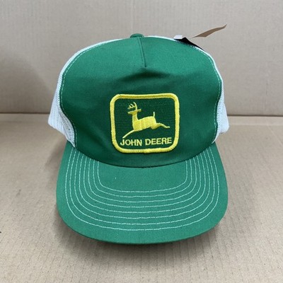 NWT Vintage John Deere Green Tonkin, Mesh Snapback Trucker Hat Made in USA.
