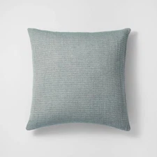 Casaluna Cotton Jacquard Pillow Sham Reversible Textured, Dark Teal Blue, Euro