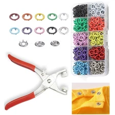 100 Sets Metal Snaps Buttons with Fastener Pliers Press Tool Kit Perfect for ...