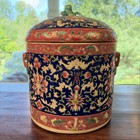 Antique Chinese Polychrome Covered Jar with Lapis Lazuli Background — photo 3