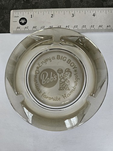 Big Boy Smoke Glass Ashtray Restaurant & Fast Food Advertising Collectible
