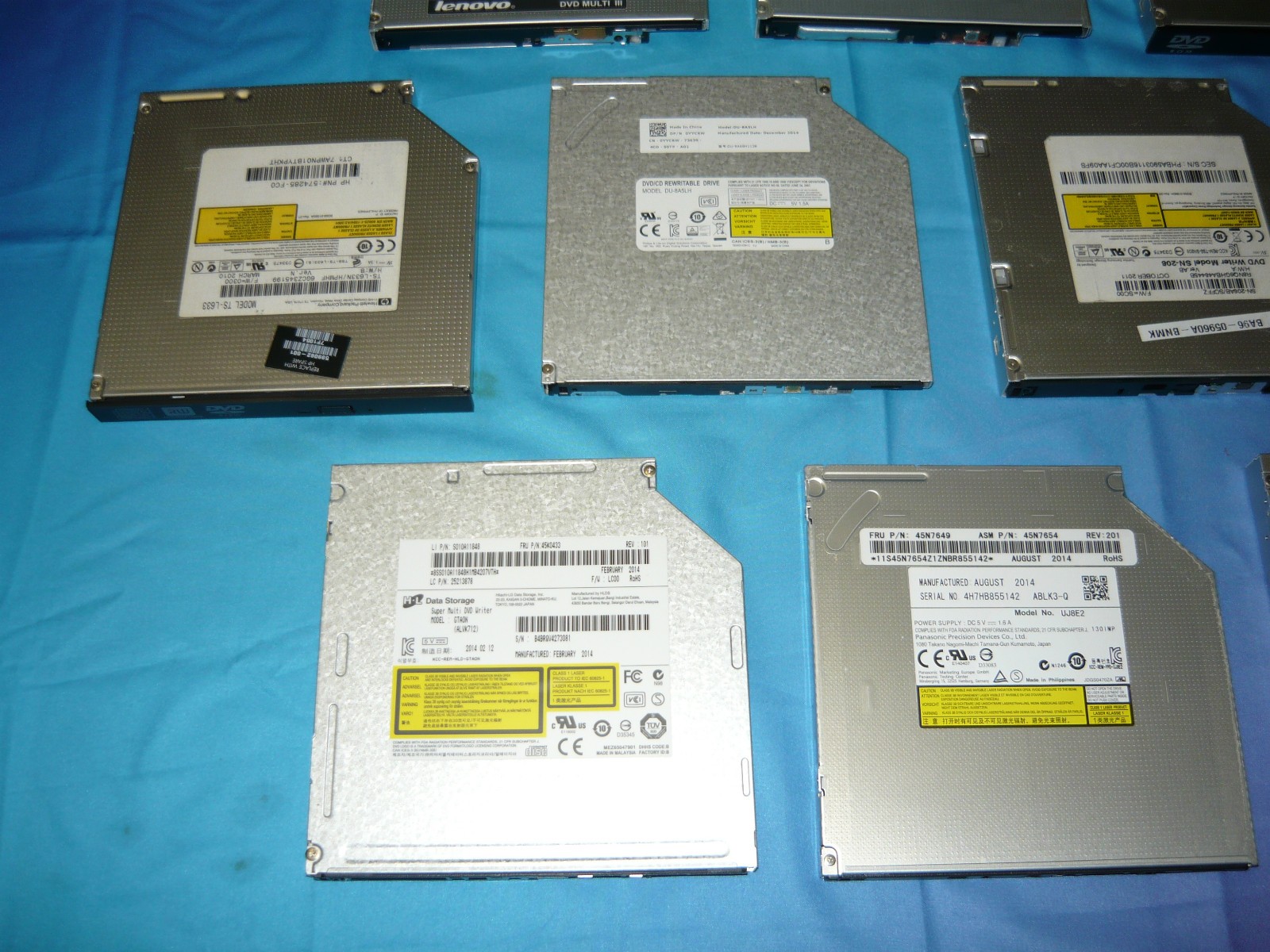 Mixed Lot of 10 Assorted Laptop SATA Optical Drives DVD CD-RW Used Untested