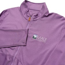 Bette & Court Purple Golf Jacket Womens XL Striped Maui Country Club Zip Up