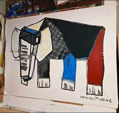 Elefant Gemälde Artist Manuel Mane | 150cm x 180cm| Großformat| VERSAND GEROLLT