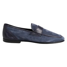 DOLCE & GABBANA Shoes Blue Suede Leather Loafers Moccasin Men EU42 / US9 1020usd