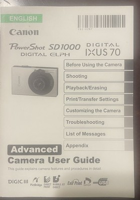 Canon PowerShot SD1000 / Digital IXUS 70 Camera User Guide