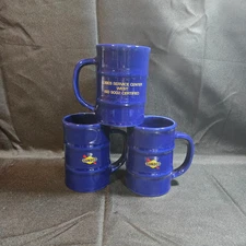 Sunoco D.K. Inc Ceramic Barrel Mugs Blue Set of 3