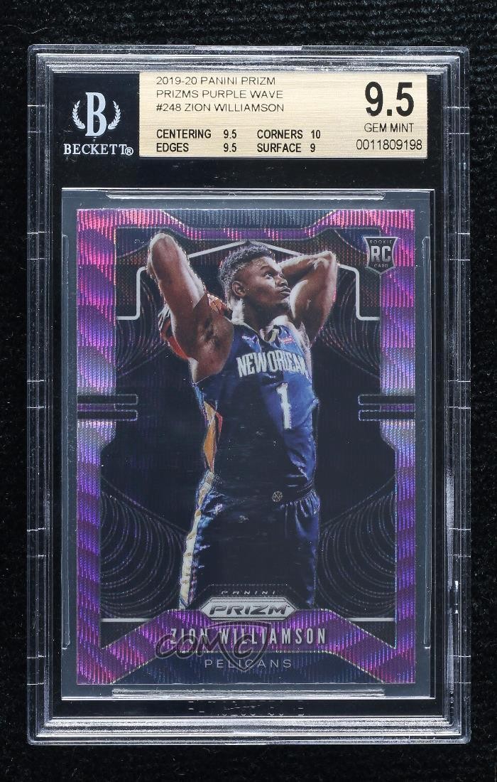 2019 Panini Prizm Rookie Purple Wave Zion Williamson #248 BGS 9.5 GEM MINT 7cz