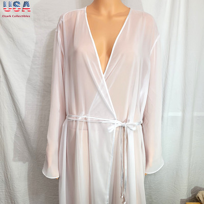 Etonne by Sarah Richards Women's SZ 22/24 White Sheer Robe Bell Sleeve Embroider