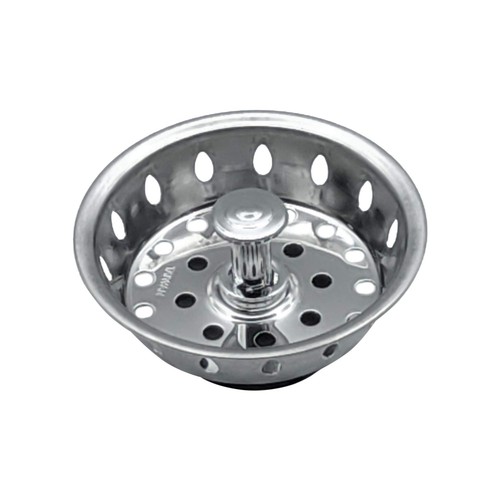 Küche Spüle Edelstahl Korb Sieb Flacher Boden Gummistopfen, 3-1/2" Chrom - Bild 2 von 4
