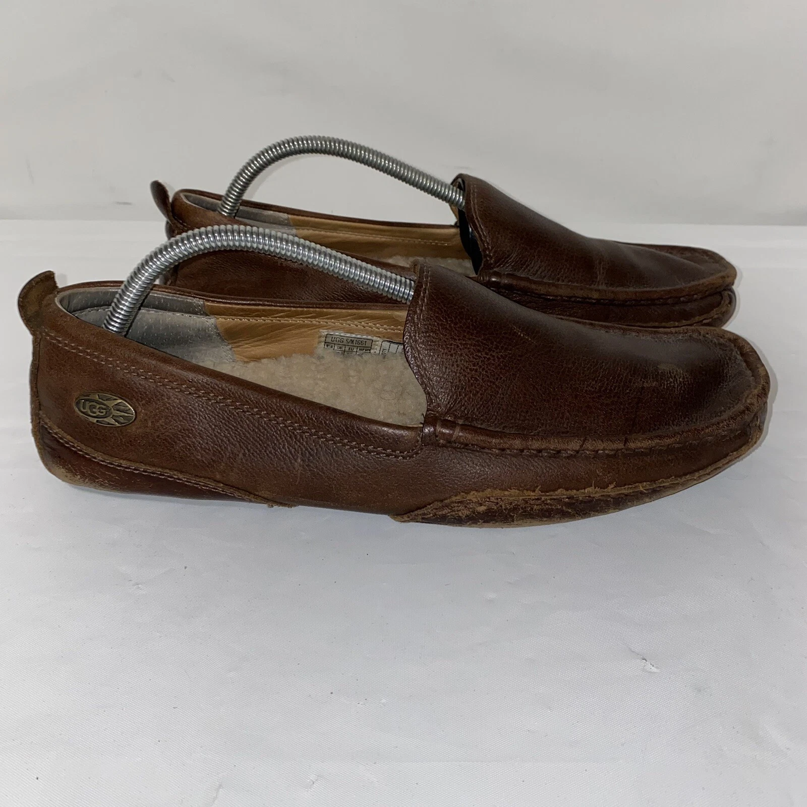 Mocassini invernali UGG uomo taglia 11 5 casual comodi in pelle marrone