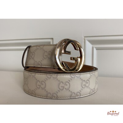 Authentic Gucci Cream Guccissima Leather Gold Interlocking G  display picture 1