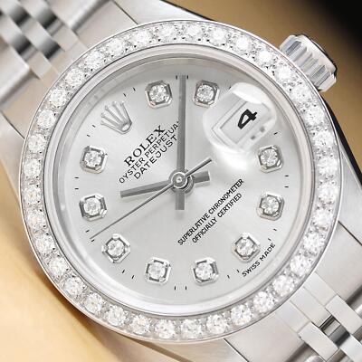 ROLEX LADIES DATEJUST 79174 NO HOLES SILVER DIAL 18K GOLD STEEL DIAMOND WATCH
