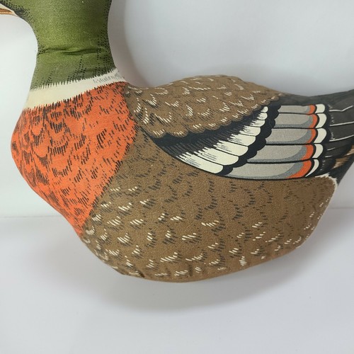 VTG Cloth Mallard Duck Plush Stuffed Pillow Cushion Interior Design Cabin Décor - Picture 3 of 8