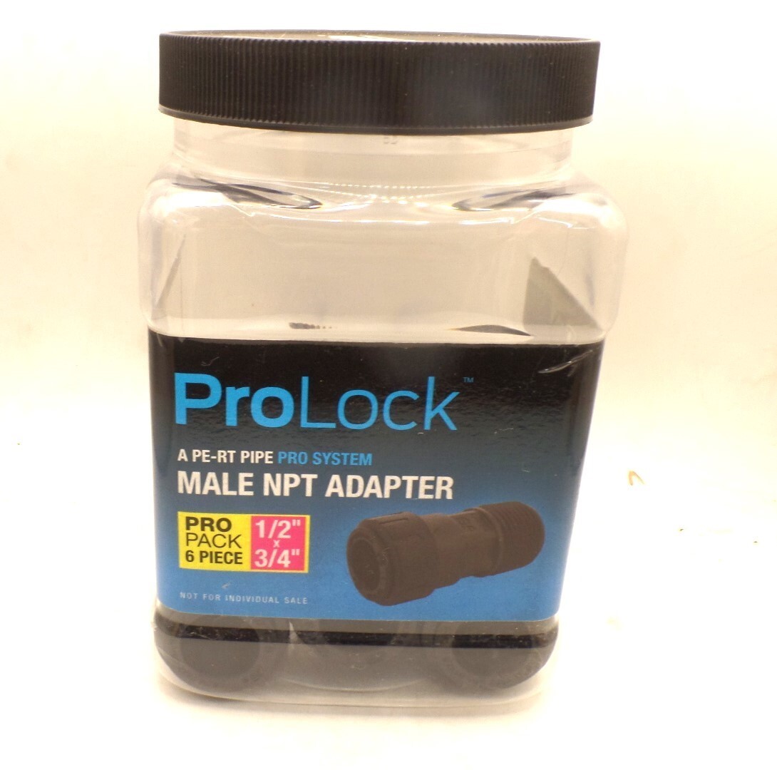 SHARKBITE PL111613MJ6 PROLOCK PE-RT-PEX-COPPER MALE NPT ADAPTER 1/2X3/4" PRO 6PK