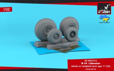 B24 Liberator wheels w/weighted tyres ''c'' GS Armory Models AR AW32315 Scale 1/32