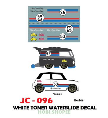 JC-171 White Toner Waterslide Decals> FAKE TAXI >For Custom 1:64 Hot Wheels 