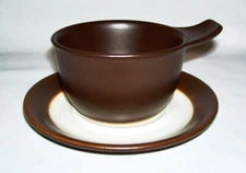 FIGGJO~ MCM Stoneware TABBED SOUP BOWL w/SAUCER (Pompeii, Rolf Froyland)~ Norway