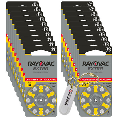 Rayovac Extra Size 10 Zinc Air Hearing Aid Batteries (120 pack) + Free Keychain